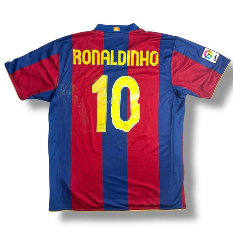 2007/08 Nike Barcelona Home Jersey #10 Ronaldinho Size XL