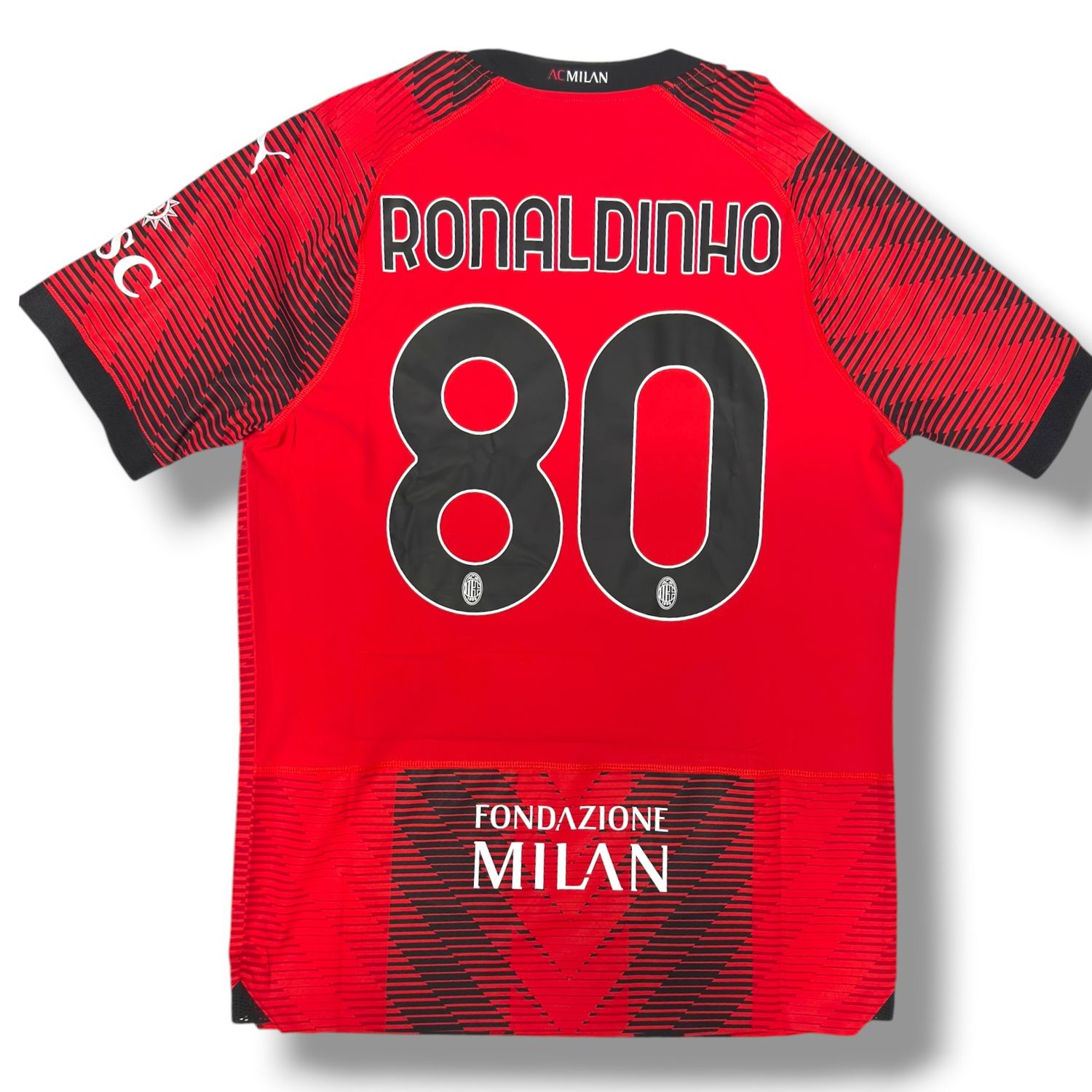 Brand New 2024/24 AC Milan Puma Home Authentic #80 Ronaldinho XL