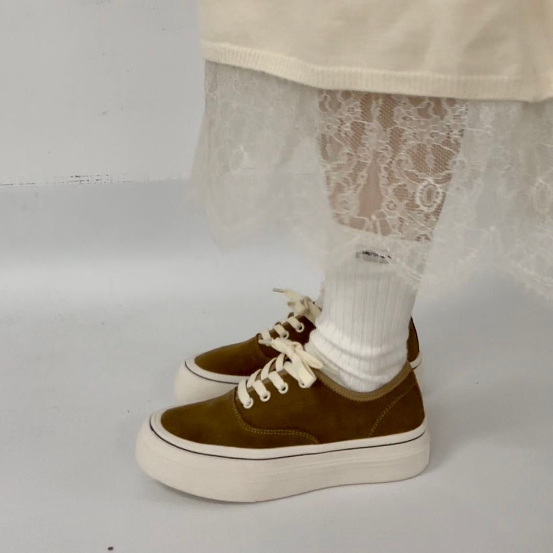 零碼_磨砂牛皮厚底休閒鞋