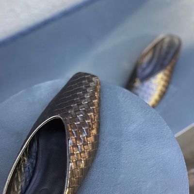 零碼_黑色小方頭牛皮編織穆勒鞋