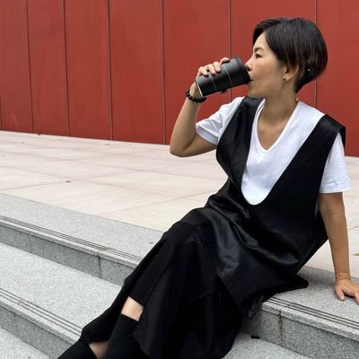 預購_U領仿皮長版背心