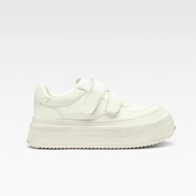 預購_真皮仿舊厚底百搭板鞋