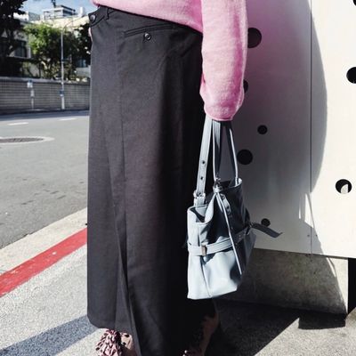 預購_不規則黑西裝長裙