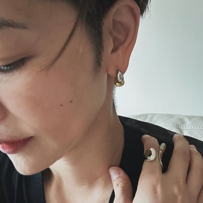 每天都想戴的質感｜雙色925水滴耳環