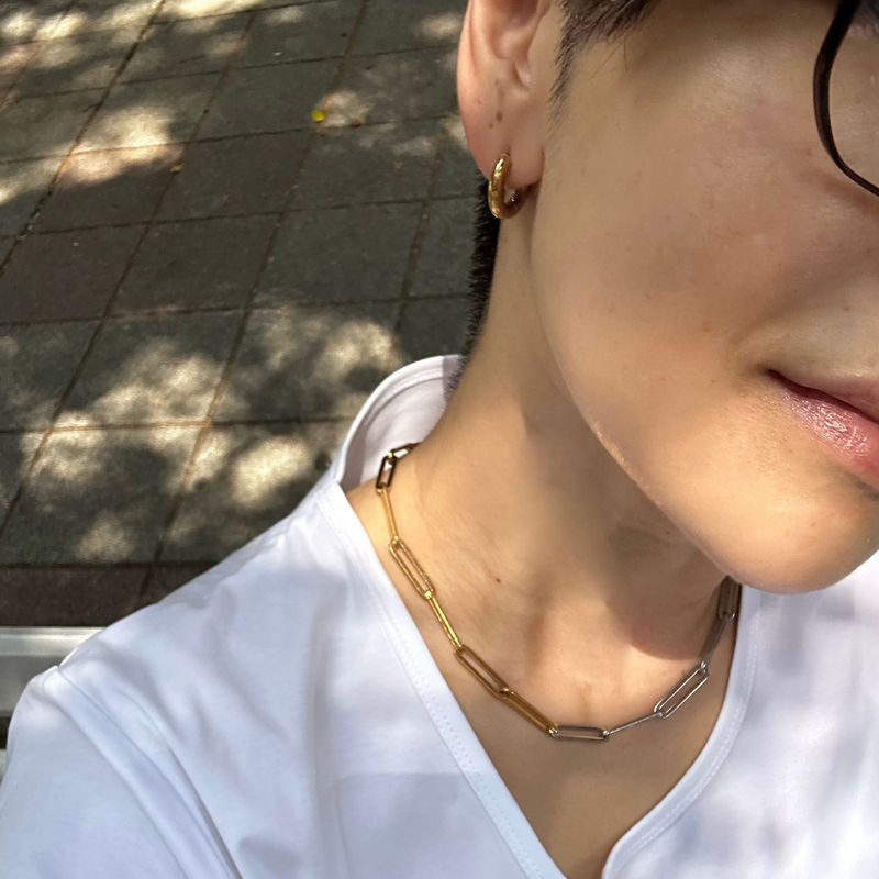 每天都想戴的質感 | 雙色拼接迴紋項鍊
