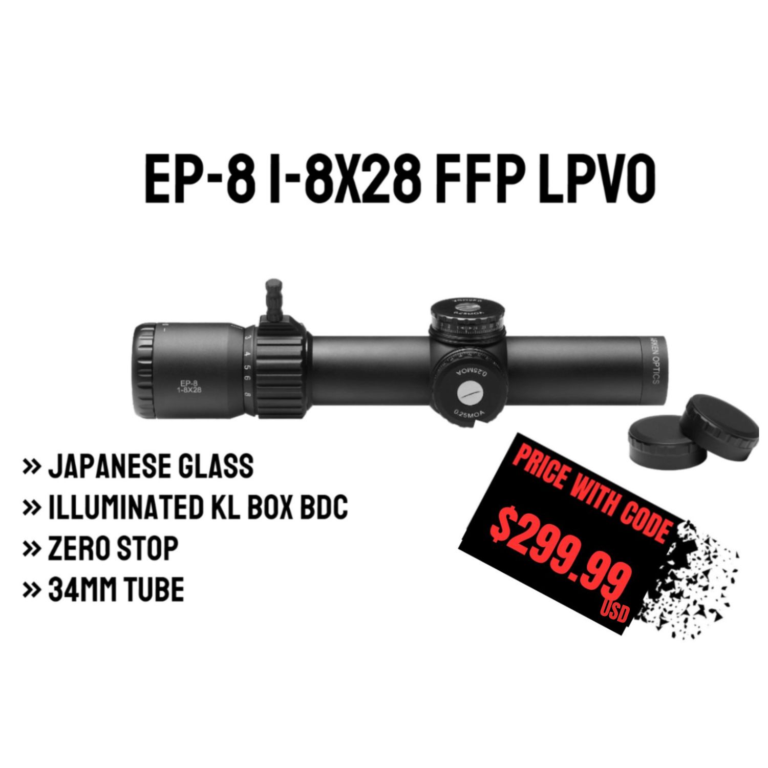 EP-8 1-8x28 FFP LPVO | Illum. KLBOX | 34mm Tube