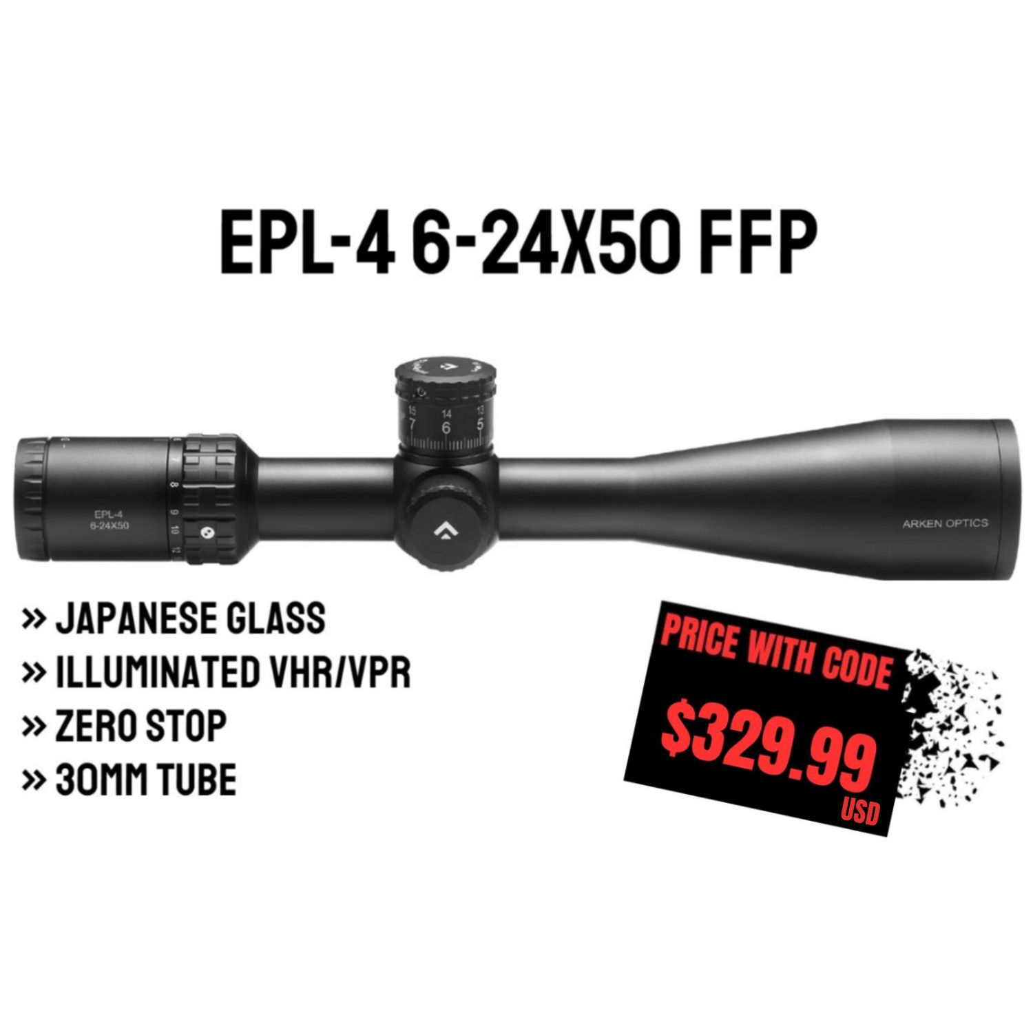 EPL-4 6-24X50 FFP Illuminated VHR/VPR - Zero Stop - 30mm Tube