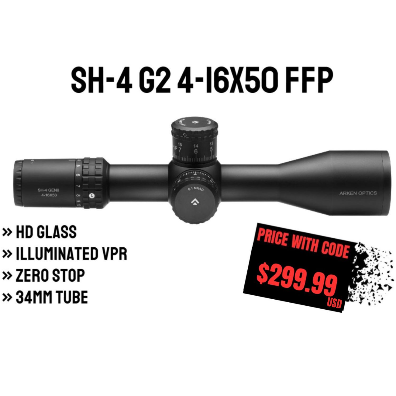 SH-4 4-16X50 GEN2 FFP Illuminated VPR - Zero Stop - 34mm Tube
