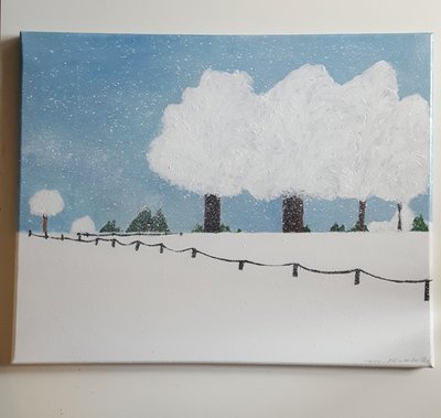 Winter auf dem Land   Gräfin von der Ahé    handgemaltes Acryl Bild auf einer 40x50 cm Leinwand auf Keilrahmen