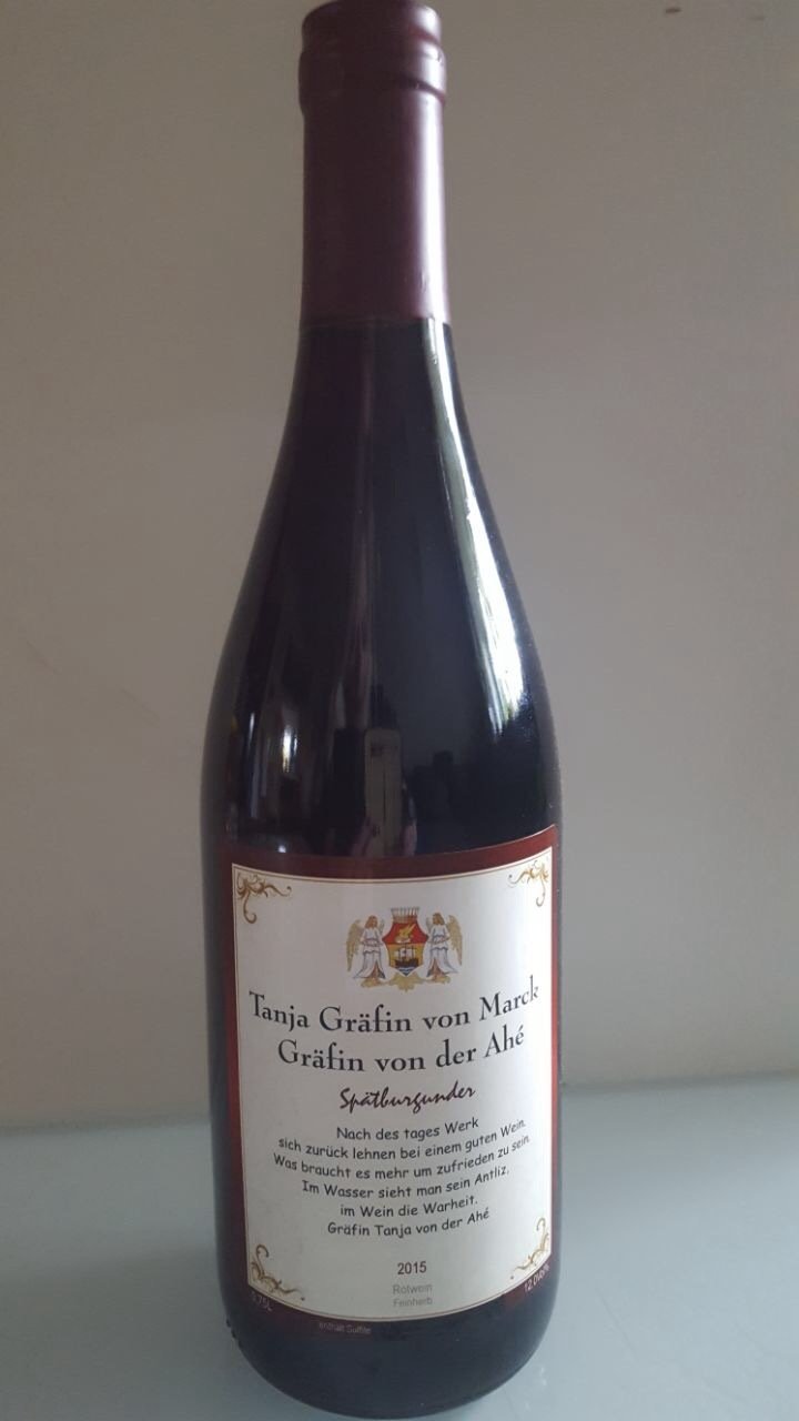 Spätburgunder Rotwein Feinherb 2015,Tanja Gräfin von Marck Gräfin von der Ahé 0,75 L