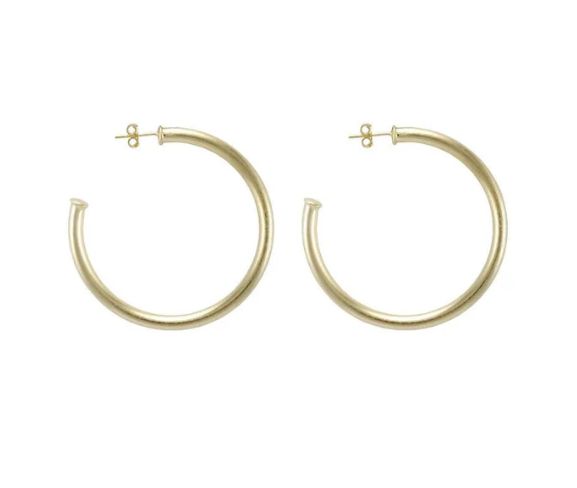 Small Everybody's Favorite Hoops, COLOR: Brushed Gold