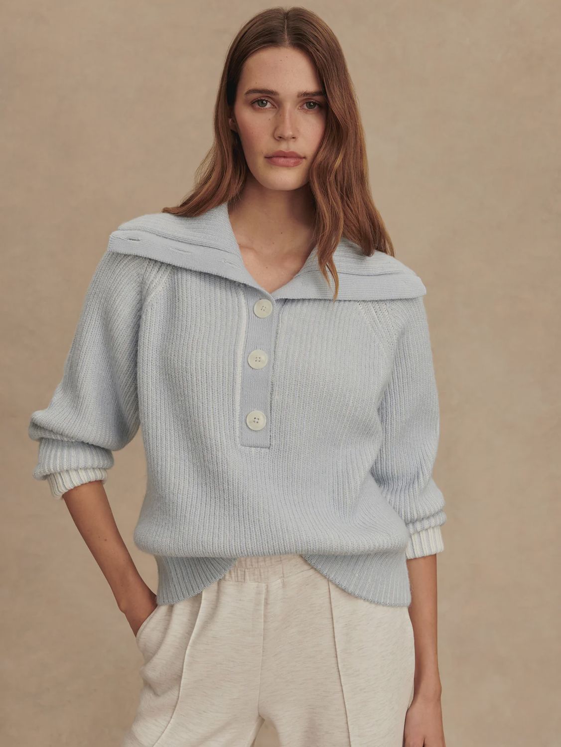 FILEY PLATED SWEATER, COLOR: MIST BLUE, Size: XS