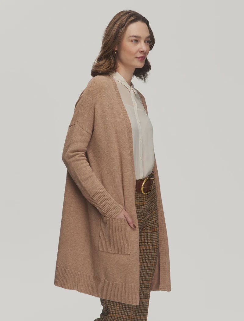 GWYNETH LONG CARDIGAN, COLOR: CAMEL, Size: S/M