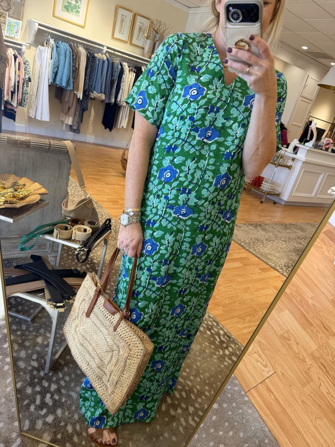 EDITH DRESS, COLOR: GREEN FLORAL, Size: XS