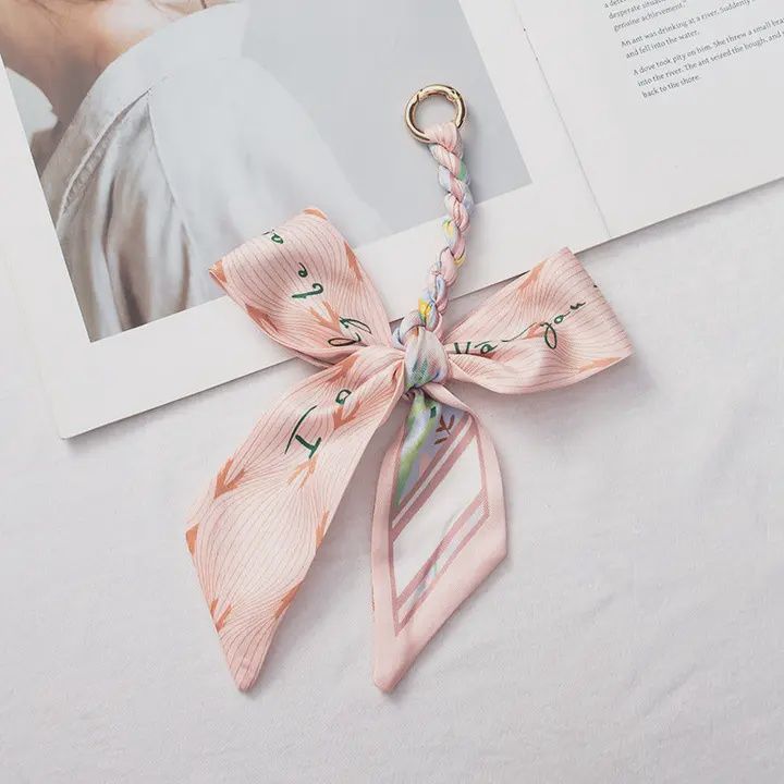 Pink Satin Bow Bag Charm