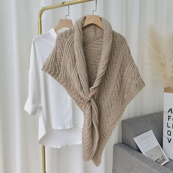 Modern Split Triangle Knit Poncho