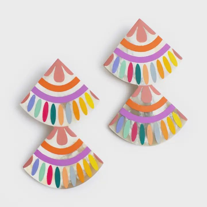 RAINBOW DOUBLE TILE EARRINGS