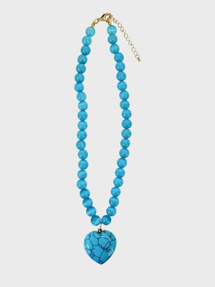 Turquoise Heart Charm Necklace