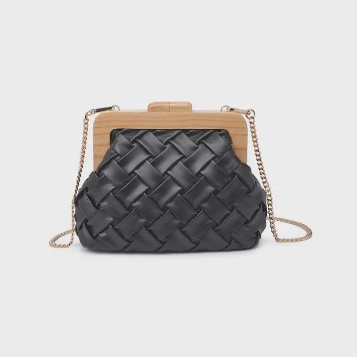 Matilda Woven Clutch, COLOR: BLACK