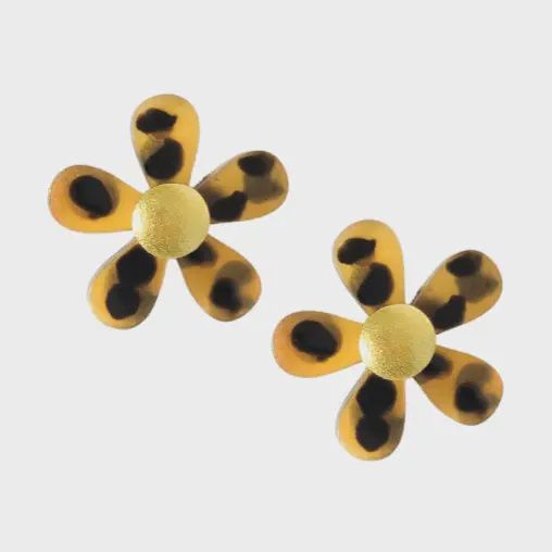 TORTOISE FLOWER EARRINGS