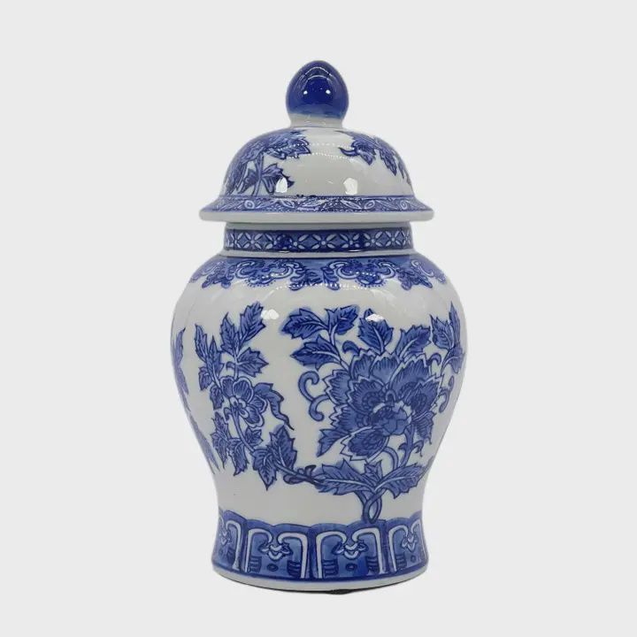Small Decorative Ginger Jar, COLOR: BLUE