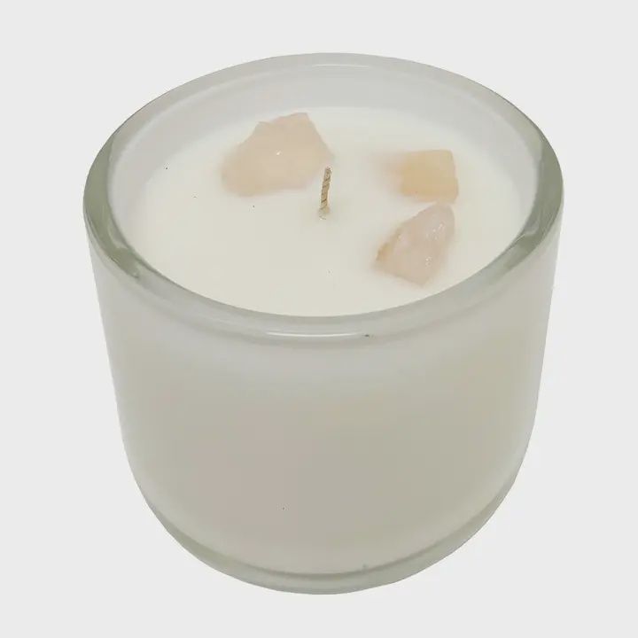 Rose Quartz &amp; Lily Stone Candle