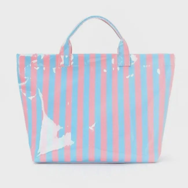 Vinyl Striped Tote Bag