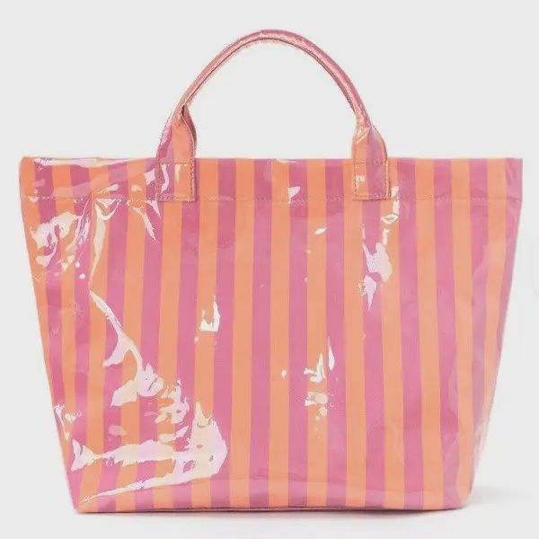 Vinyl Striped Tote Bag