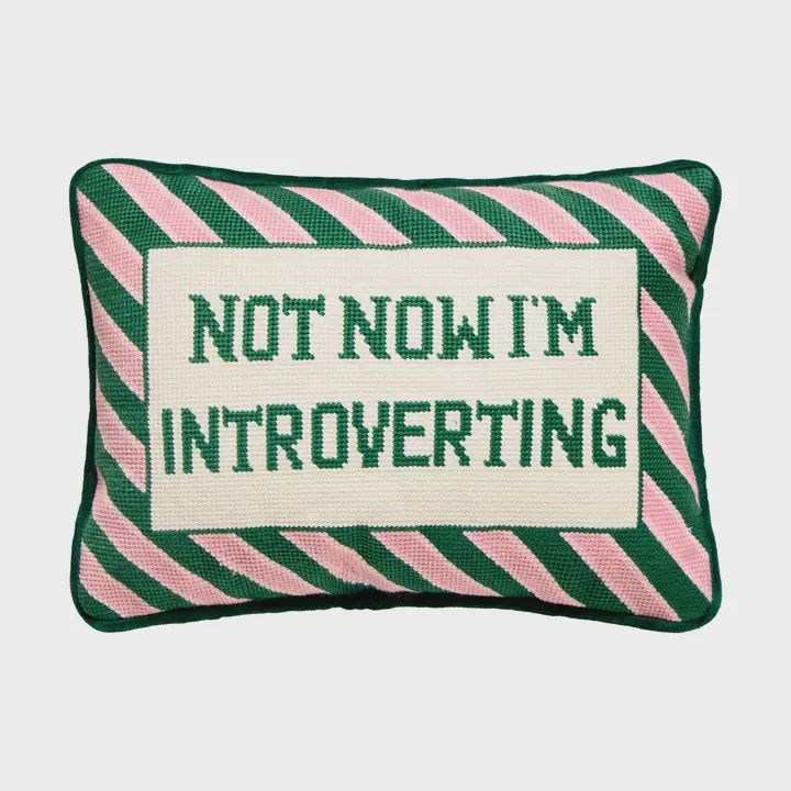 Not Now I'm Introverting Embroidered Pillow