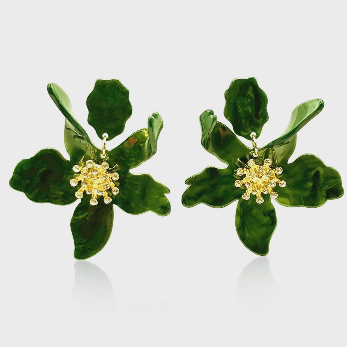 Aurelia Floral Resin Studs, COLOR: Olive