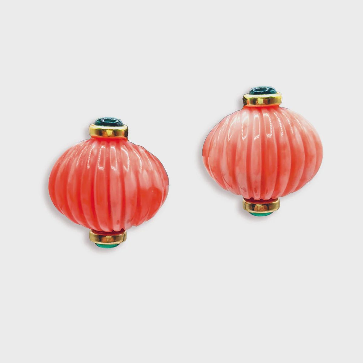 Luisa Carved Studs, COLOR: Coral