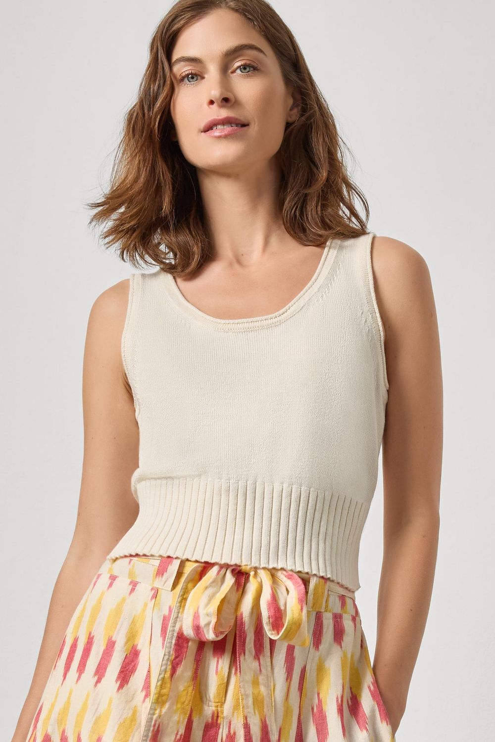 Cropped Scoop Tank Sweater