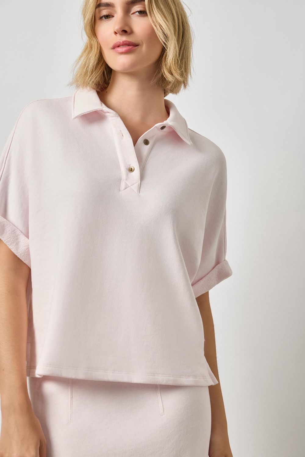 Oversized Terry Polo, COLOR: Rosewater, Size: XS