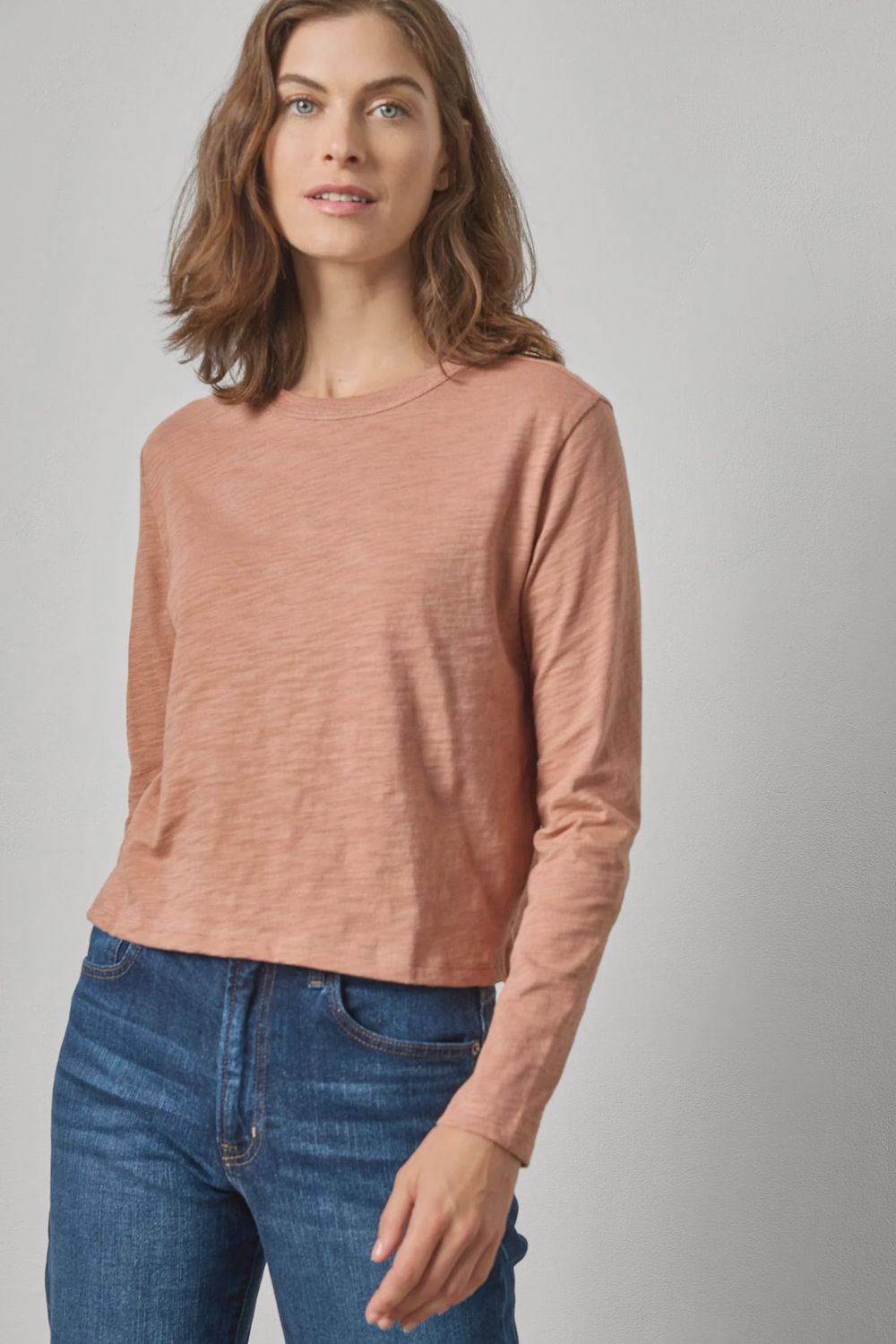 Long Sleeve Cropped Boyfriend Tee