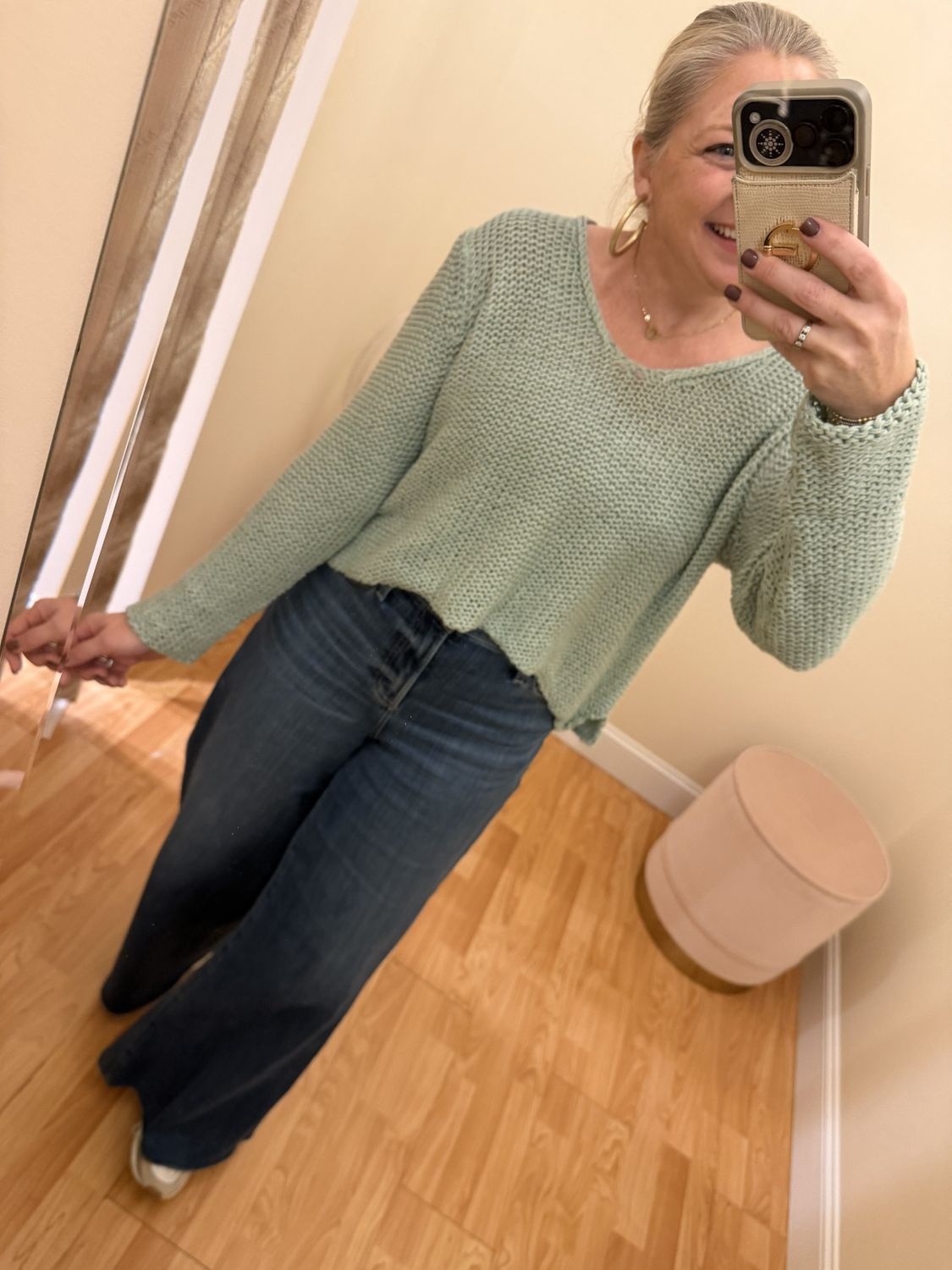 Maui Cropped Chunky V-Neck Cotton, COLOR: Seagrass, Size: XS/S