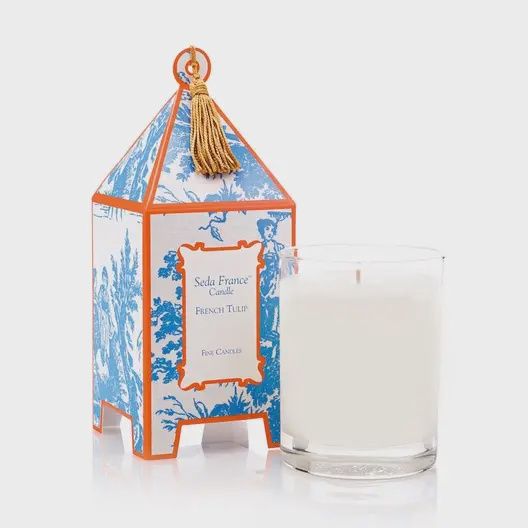 Classic Toile Pagoda Box Candle - French Tulip
