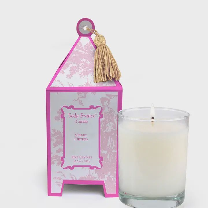Classic Toile Pagoda Box Candle - Velvet Orchid
