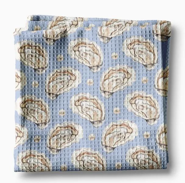 Oyster Shell Nautical Coastal Beach Ocean Kitchen Towel