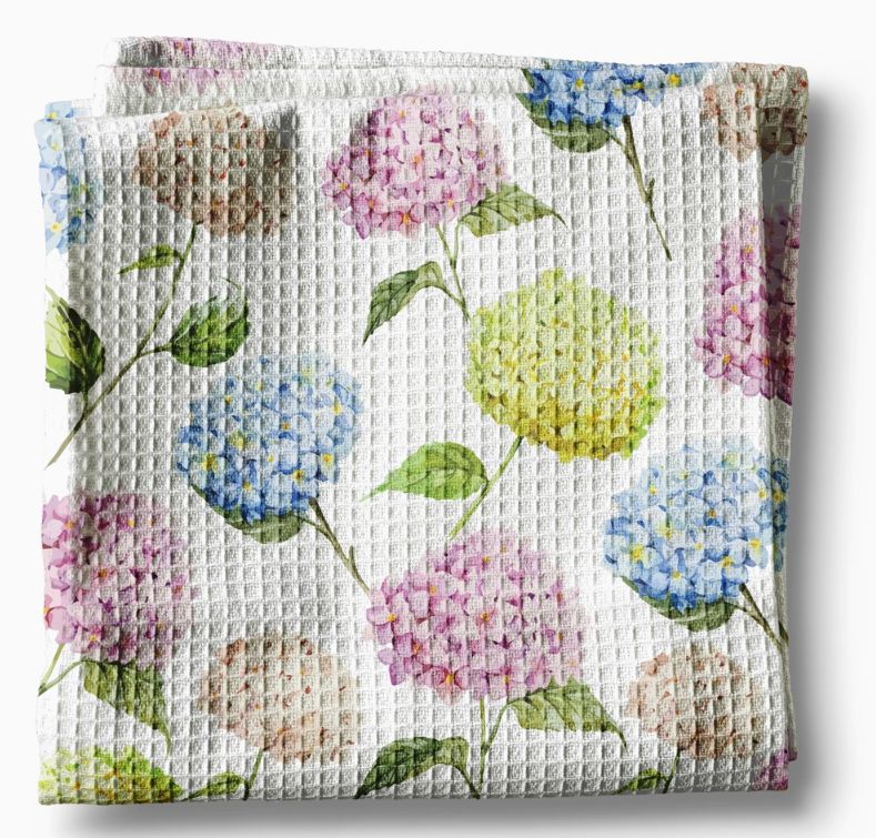 Hydrangea Flower Chinoiserie Kitchen Towel Preppy Spring