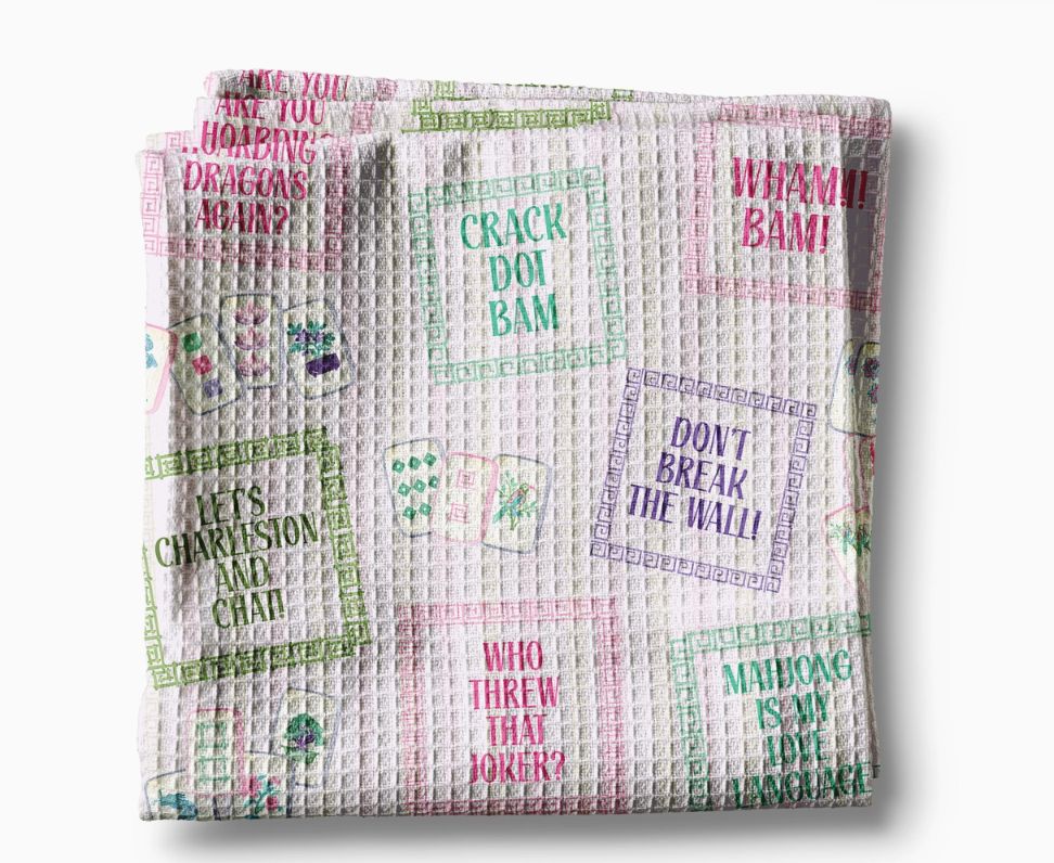 Mahjong Sayings Kitchen Towel Tile Game Decor Hostess Gift