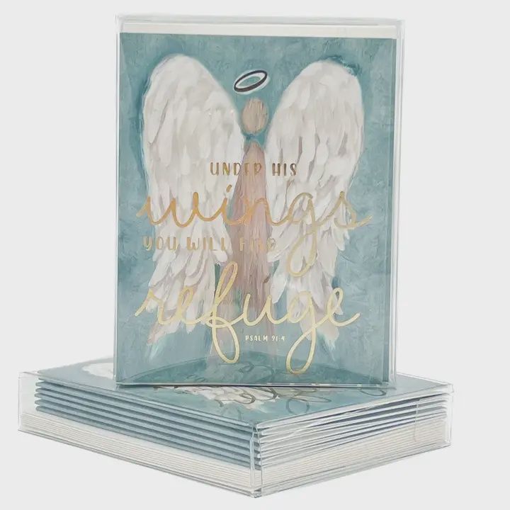 Gold Foil Teal Psalm 91 Angel Folded Notes
