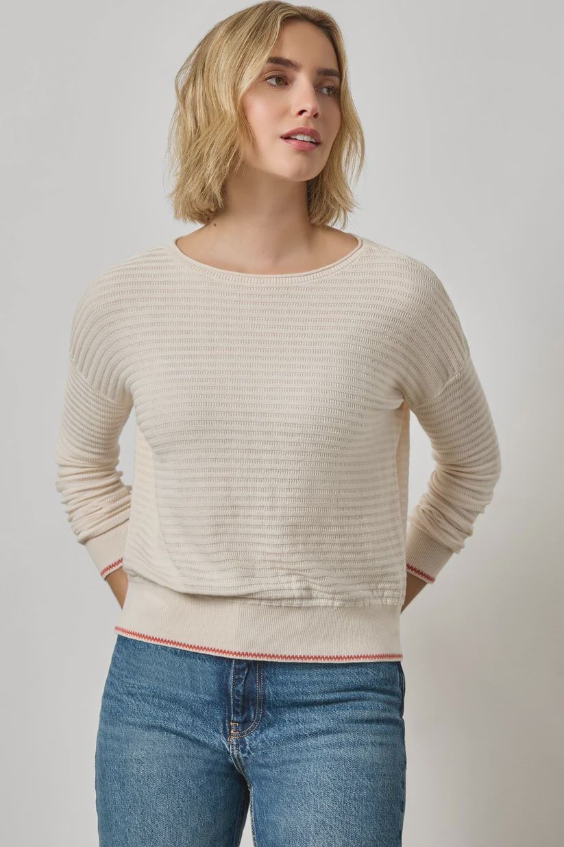 Tipped Hem Wide Neck Sweater