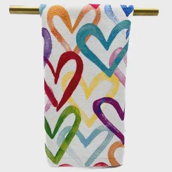 Colorful Hearts Tea Towel