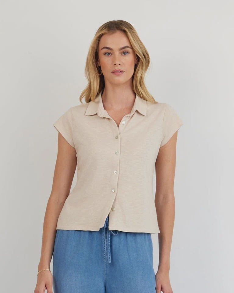 Cap Sleeve Button Down
