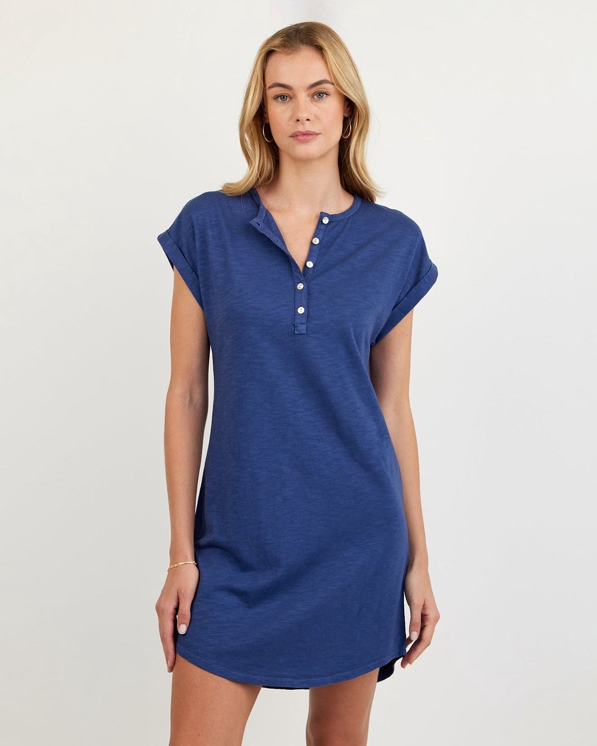 Cap Sleeve Placket Dress