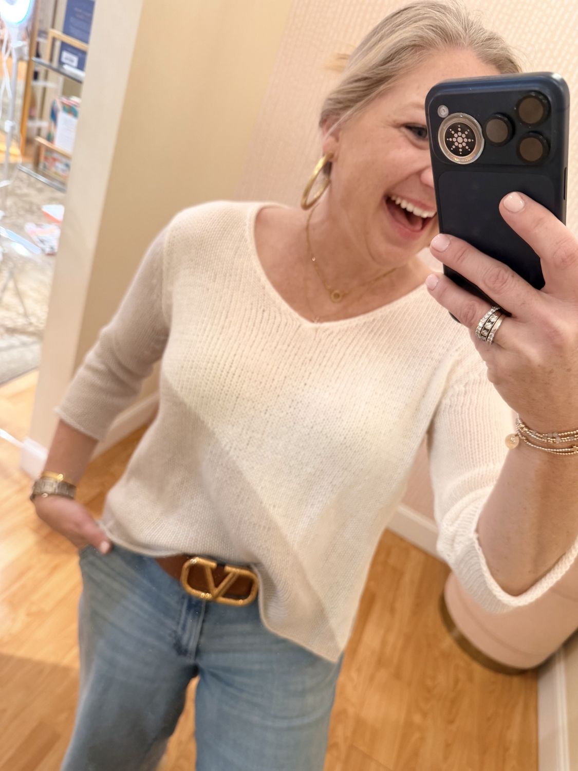 Colorblock Cotton Breaker, COLOR: White/Champane, Size: XS/S