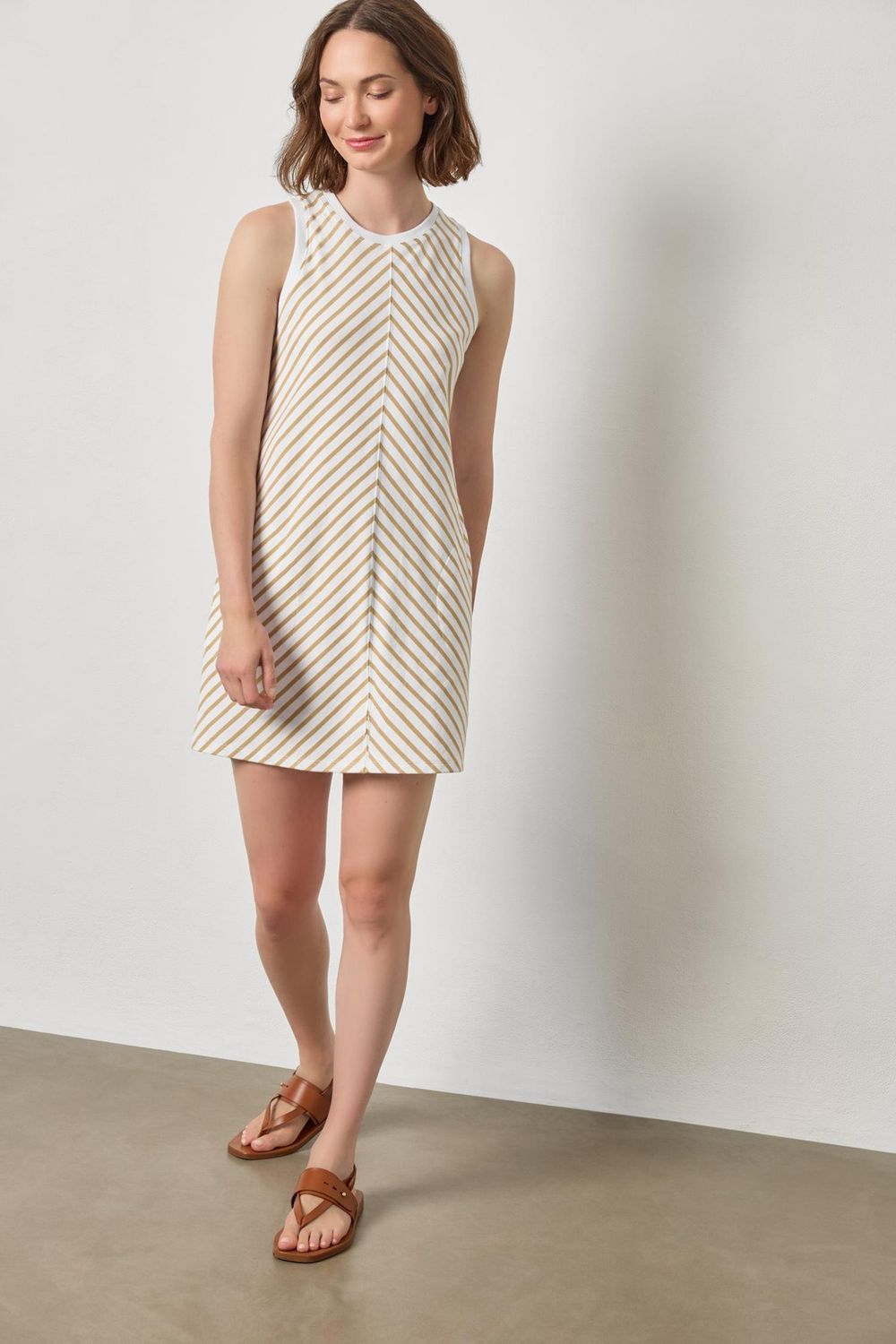 Center Seam Tank Dress, COLOR: Burlap Stripe, Size: XS