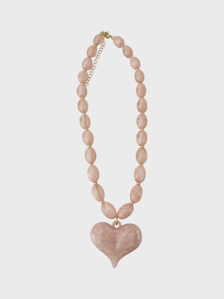 Roxie Beaded Heart Charm Necklace
