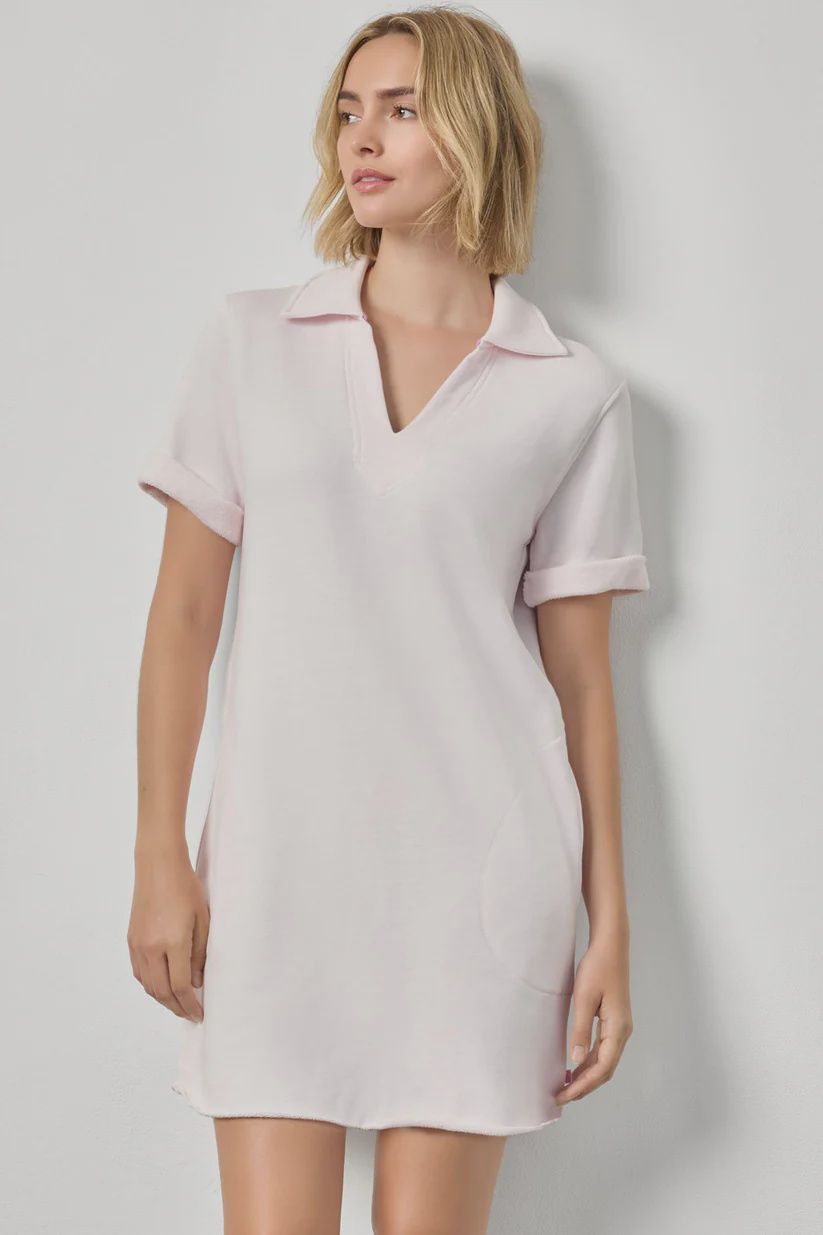 Raw Hem Terry Dress, COLOR: Rosewater, Size: S