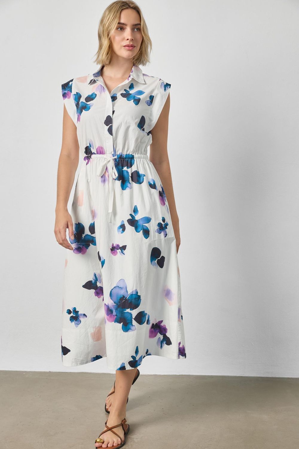 Gusset Sleeve Maxi Dress, COLOR: Orchid Print, Size: XS